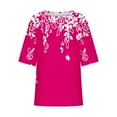 thumbnail image 4 of ALLLIST Womens Tops Under $5 Pink Elbow-Length Floral Crew Neck Casual Printed T-Shirts Womens T Shirts XL, 4 of 4