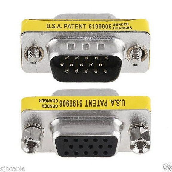 CableVantage New SVGA VGA 15 Pin Female To Male M/F HD Gender Changer Adapter Coupler for PC
