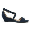 thumbnail image 3 of Dream Pairs Women Ankle Strap Low Wedge Sandals Casual Dress Shoes Fashion Open Toe Sandals Jones Navy/Suede Size 9.5, 3 of 5