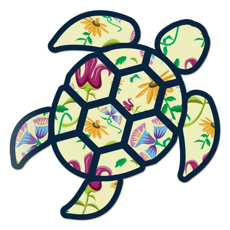 Floral Wall Stickers Red Hound Auto Sea Turtle Vintage Floral Print Sticker Decal Wall Tumbler Cup Window Car Truck Laptop 4 Inches ()