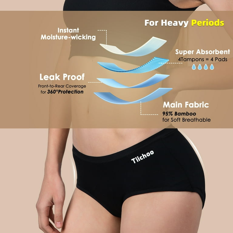 Menstrual Starter Kit - Reusable Period Products - 3 Bamboo Charcoal Period  Pads 1 Menstrual Panties (4)