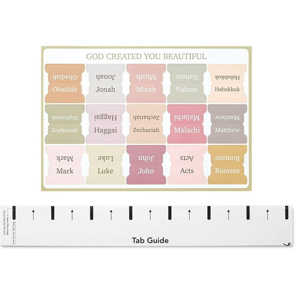 Bfogop Decorative Bible Tabs (75 Pieces) - Reposition Large Print tabs, Easy to Read and Apply - Laminated, Removable & Replaceable Index - Bible Study Supplies