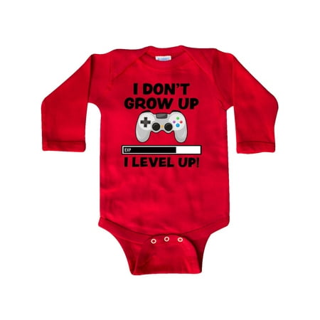 

Inktastic I Dont Grow Up I Level Up with Game Controller White Gift Baby Boy or Baby Girl Long Sleeve Bodysuit
