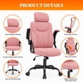 thumbnail image 6 of GASEE Leather Office Chair, Big and Tall Office Chair 400LBS Wide Seat Ergonomic Computer Desk Chair High Back Executive Leather Chair Adjustable Task Chair Lumbar Back with 1-Year Warranty, Pink, 6 of 12
