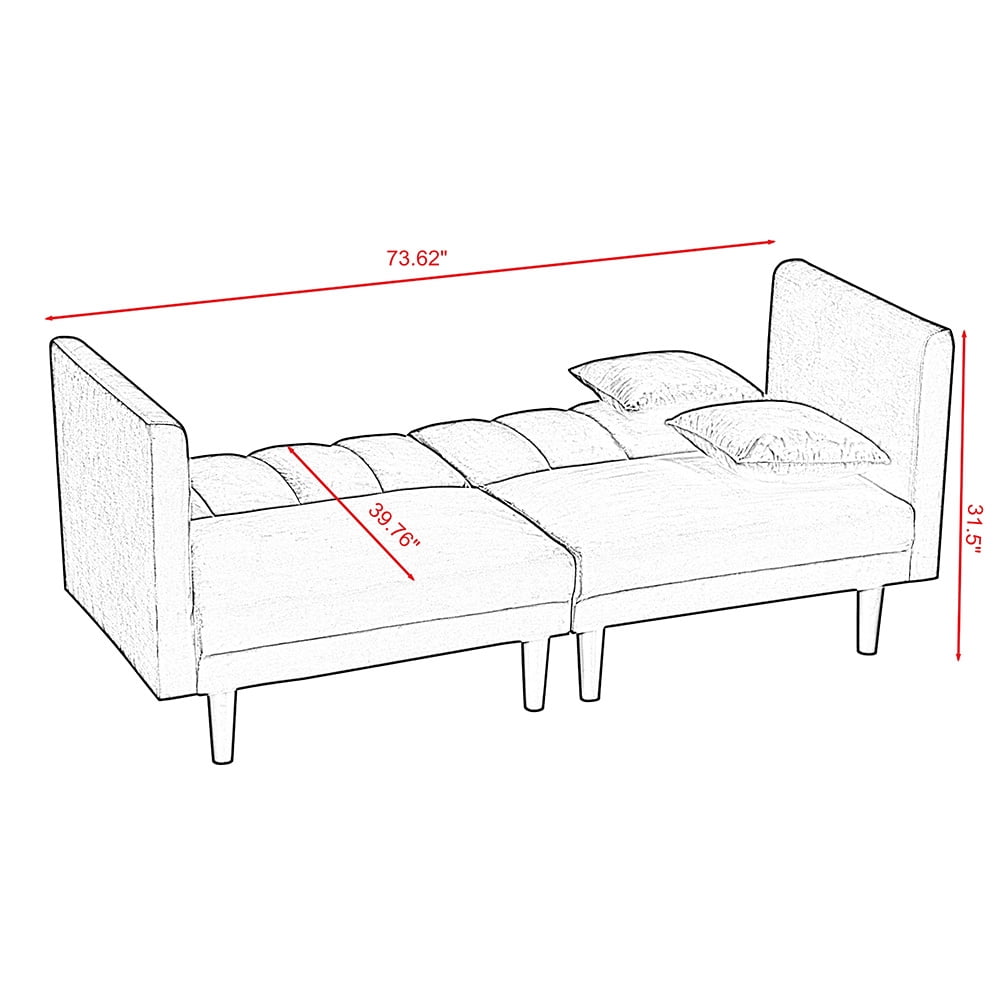 Kepooman Modern Sofa Sleeper Bed With 2 Pillows, White Kepooman Modern Sofa Sleeper Bed With 2 Pillows, White