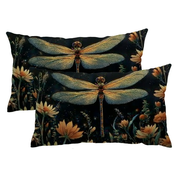 Heduofu Vintage Floral Pillow Covers 12x20 Set of 2, Dark Cottagecore Botanical Wildflower Decorative Lumbar Pillow Covers for Home Bedroom Living Room 12x20inch