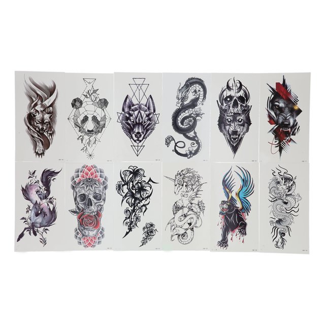 12 piezas de tatuajes temporales a prueba de agua de larga duración con forma de animal pegatinas de tatuaje falso