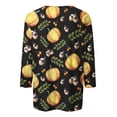 thumbnail image 4 of Odeerbi Halloween Vintage Pumpkin Shirts for Women Retro Graphic Blouse Fashion Printing Loose T-shirt Three Quarter Sleeve Round Neck 2025 Casual Tops Yellow, 4 of 5