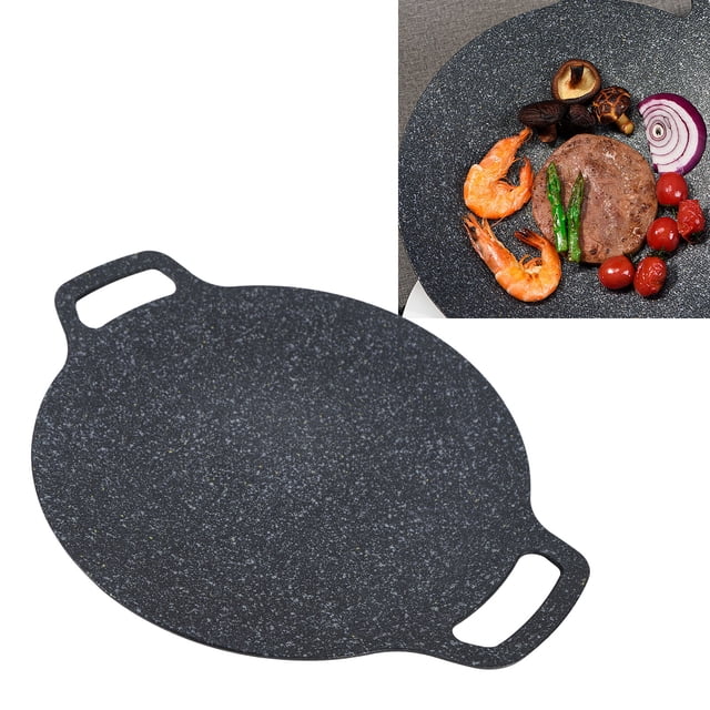 Korean BBQ Grill, Durable High Thermal Conductivity Non Rust Wear Resistance Korean BBQ Grill Strong Practicability Coating Universal Induction Cooker Anti Stick Pan Thickened Alum