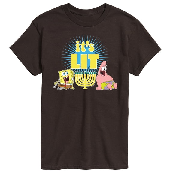SpongeBob SquarePants - It's Lit Hanukkah Spongebob and Patrick - Men's Short Sleeve Graphic T-Shirt