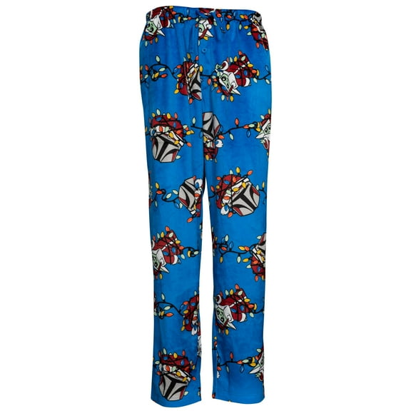 Star Wars Yoda Grogu Tangled Christmas Lights Blue Lounge Pants