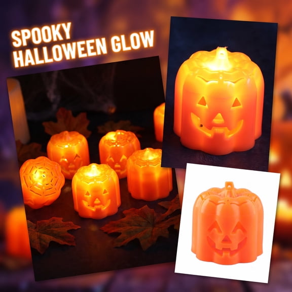 Orange Mini Led Halloween Pumpkin Light, Light Up Pumpkin, Halloween Pumpkin Decor, Indoor Halloween Decor, Battery Operated 2 Inch Small Glowing Jack O Lantern for Halloween Home