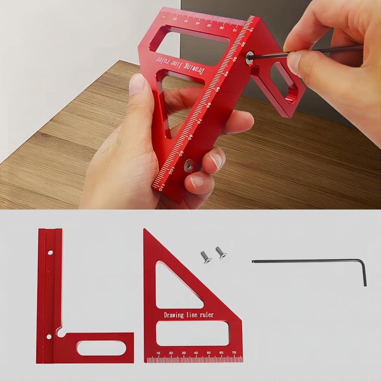 Machinist Square Carpenter Square Aluminum Miter Triangle Ruler Precision Hole Scriber Woodworking Square Protractor 45 90 Degree Blue 3d Multi Angle Measuring Ruler
