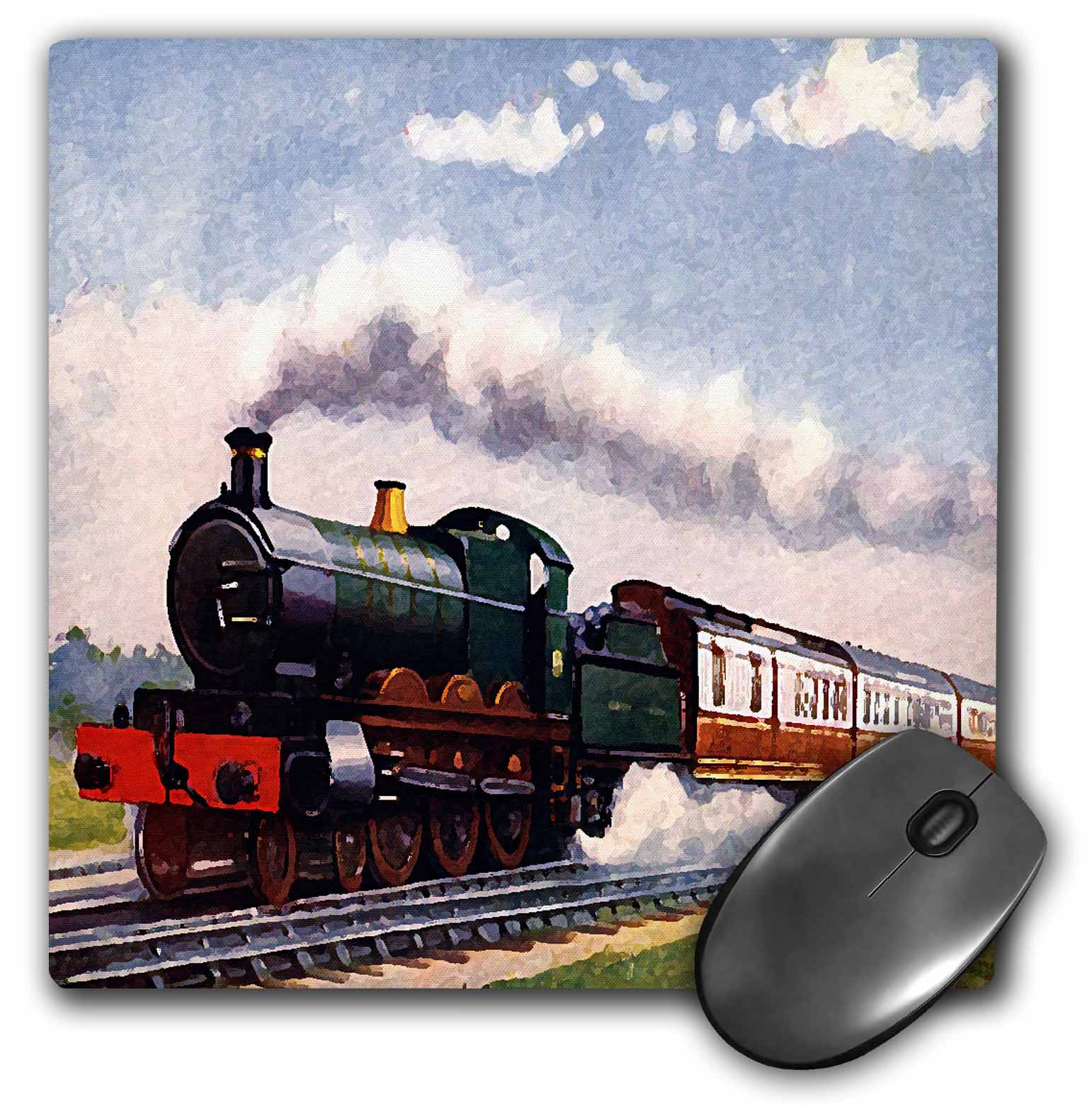3dRose Steam Train, Mouse Pad, 8 by 8 inches