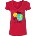 thumbnail image 3 of Inktastic Earth Day Peace Love Earth Women's V-Neck T-Shirt, 3 of 5