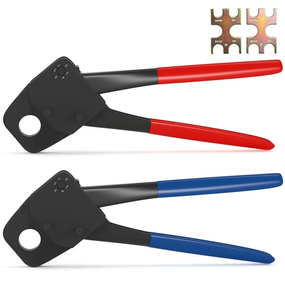 TOPTENG 2 Pex Crimper 1/2" And 3/4" Plumbing Crimping Handles Gonogo Set Angle Gauge Tools Combo