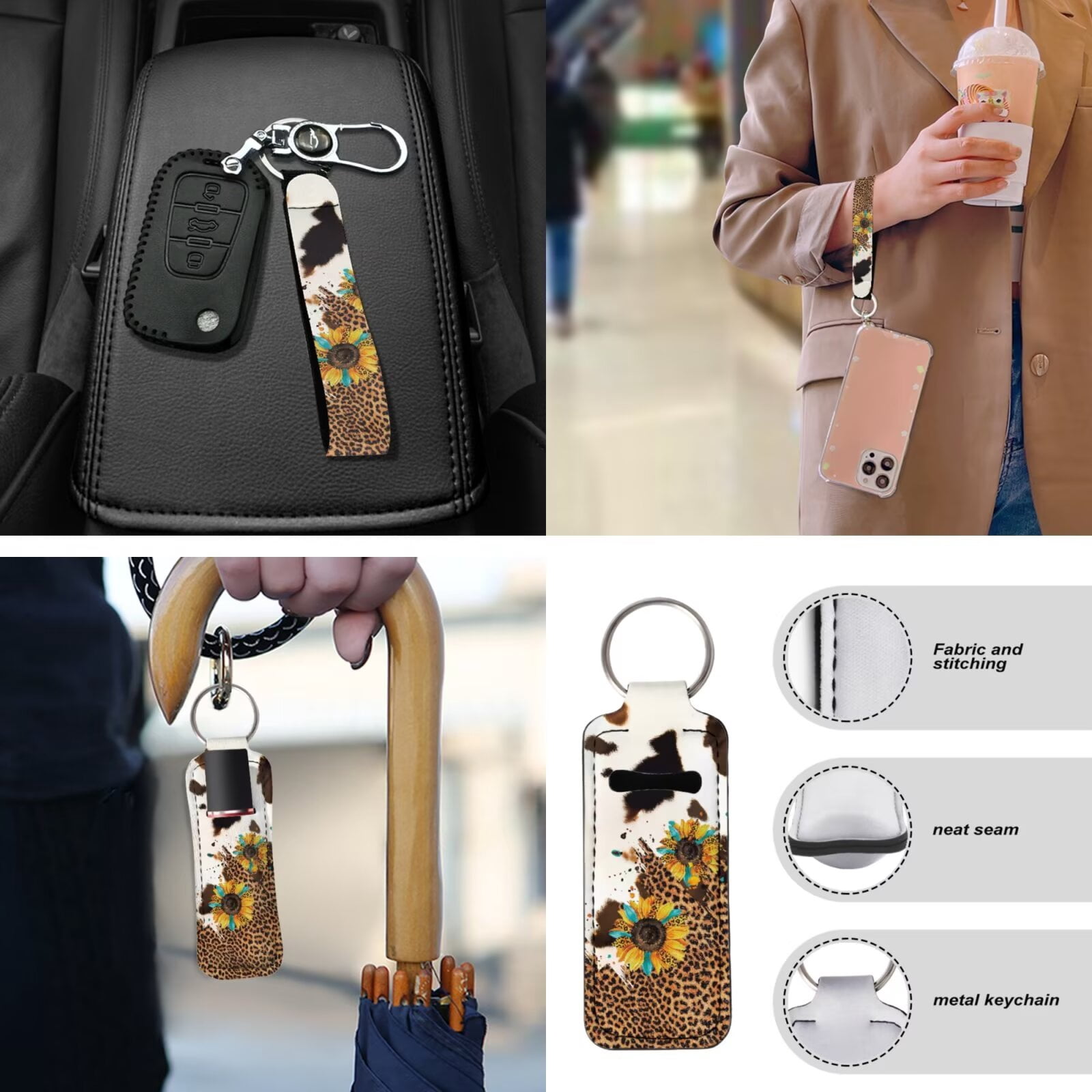 Garronmavis Aztec Sunflower 13 PCS Car Seat Cover Full Set Car Front Rear Seat Covers Steering Wheel Cover,Key Chain,Chapstick,Car Coasters,Seat Belt Pads