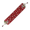 thumbnail image 1 of Table Runner de algodón y lino bordado con muñeco de nieve navideño, 1 of 5