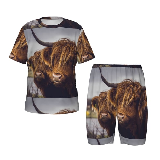 Balery Portrait Of Cow With Its Baby Cow Conjunto de Pijama Infantil de Manga Corta con Estampado – Ropa de Dormir de Algodón Suave-X-Large