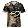 thumbnail image 4 of CEHVOM Femmes Mode Décontractée Chemises Imprimées Manches Courtes T-Shirt Ample Hauts Blouse à Col en V Liquidation, 4 of 5