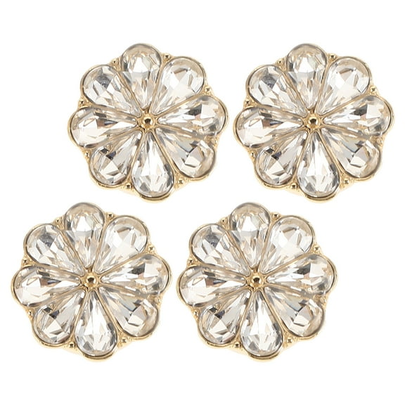 FRCOLOR Elegant Flower-Shaped Cufflinks for Women with Rhinestone Buttons in Golden Alloy for Decoration