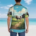 thumbnail image 4 of Balery Prairie Pasture Cow Camisas hawaianas de manga corta para hombre, camisas playeras de corte holgado, camisas de vacaciones con botones,Large, 4 of 7
