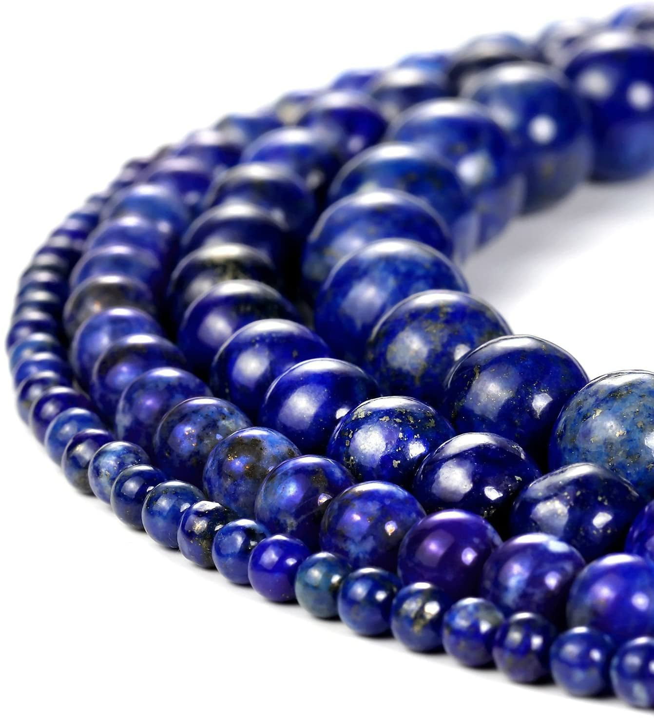 GEM-Inside 8mm Dyed Lapis Lazuli Round Gemstone Semi Precious Loose Beads for Jewellery Making 15''