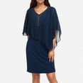 thumbnail image 2 of Robes Décontractées pour Femmes Grande Taille, Longueur Genou, Unies, Manches Courtes, Col en V, Robes Confortables, Robe Longue Décontractée, 2 of 4
