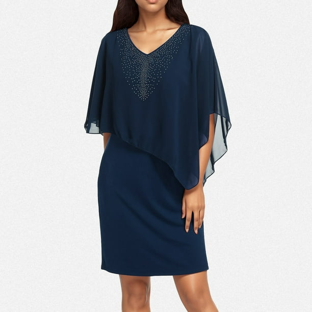 WILLBEST Vestidos Casuales para Mujer con Curvas, Vestido Largo Informal de Manga Corta con Cuello En V y Talla Grande A La Moda para Mujer Chica