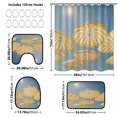 thumbnail image 4 of 4-Piece Bathroom Set with Waterproof Shower Curtain with Non-Slip Bath Mat, U-Shaped Mat & Toilet Lid Cover Striped Beach Umbrellas Pattern, 4 of 8