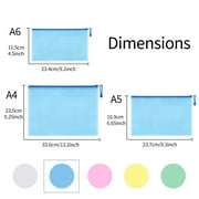WWW A4+A5+A6 Plastic Zip Wallets Folder, 15PCS Mesh Zipper Pouch Document Wallet, A4+A5+A6 Zipper File Folders, Zip Lock Bags for School Office Household Travel Supplies