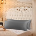 thumbnail image 2 of PiccoCasa 2 Pack Satin Body Long Pillowcases, Standard Grey, 2 of 8