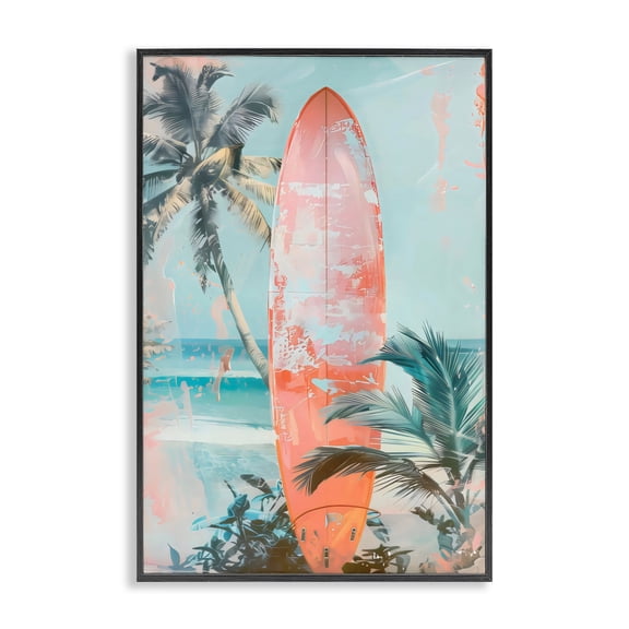 Stupell Industries Contemporary Peach Surf Distressed Modern Black Framed Giclee Art, 12 x 18, by LSR Design Studio