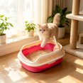 thumbnail image 2 of HOARBOEG Semi-Enclosed Cat Litter Box with Top Entry Lid and High Sides, Odor Control Covered Kitty Litter Pan with Scoop Filter for Anti Scatter, Indoor Cat Toilet Hot Pink, 2 of 6
