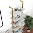 thumbnail image 2 of ZXNYH 5 Tiers Ladder Shelf White Marble Modern Bookshelf Open Tall Wall Mount Bookcase Standing Leaning Wall Shelves Industrial Decorative, 2 of 8