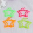 4 Pairs Candy Color Circle Round Hoop Earrings for Women Big Retro Star