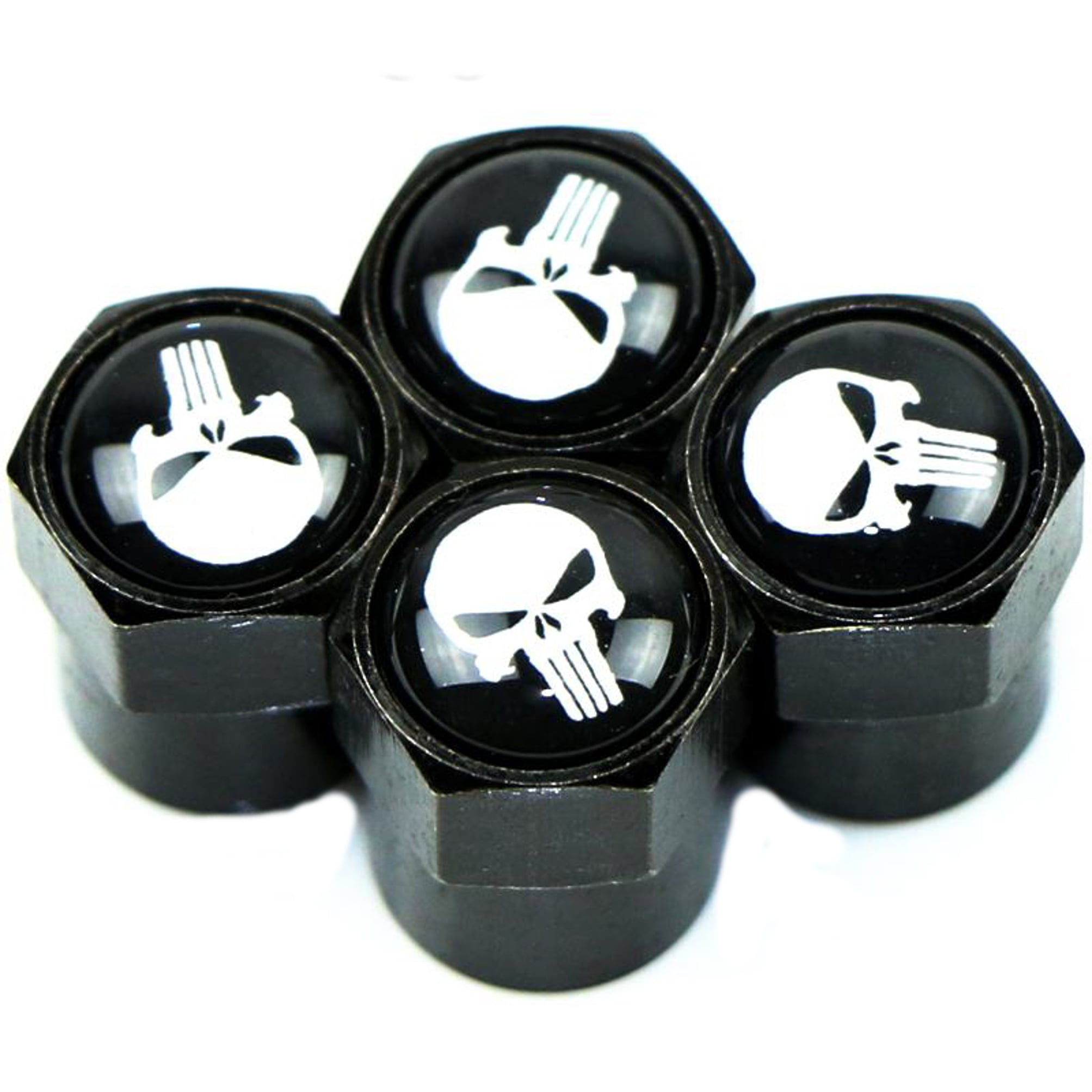 Universal Accessory For Auto Wheel Air Tyre Tire Valve Cap Punisher Skull Badge 
