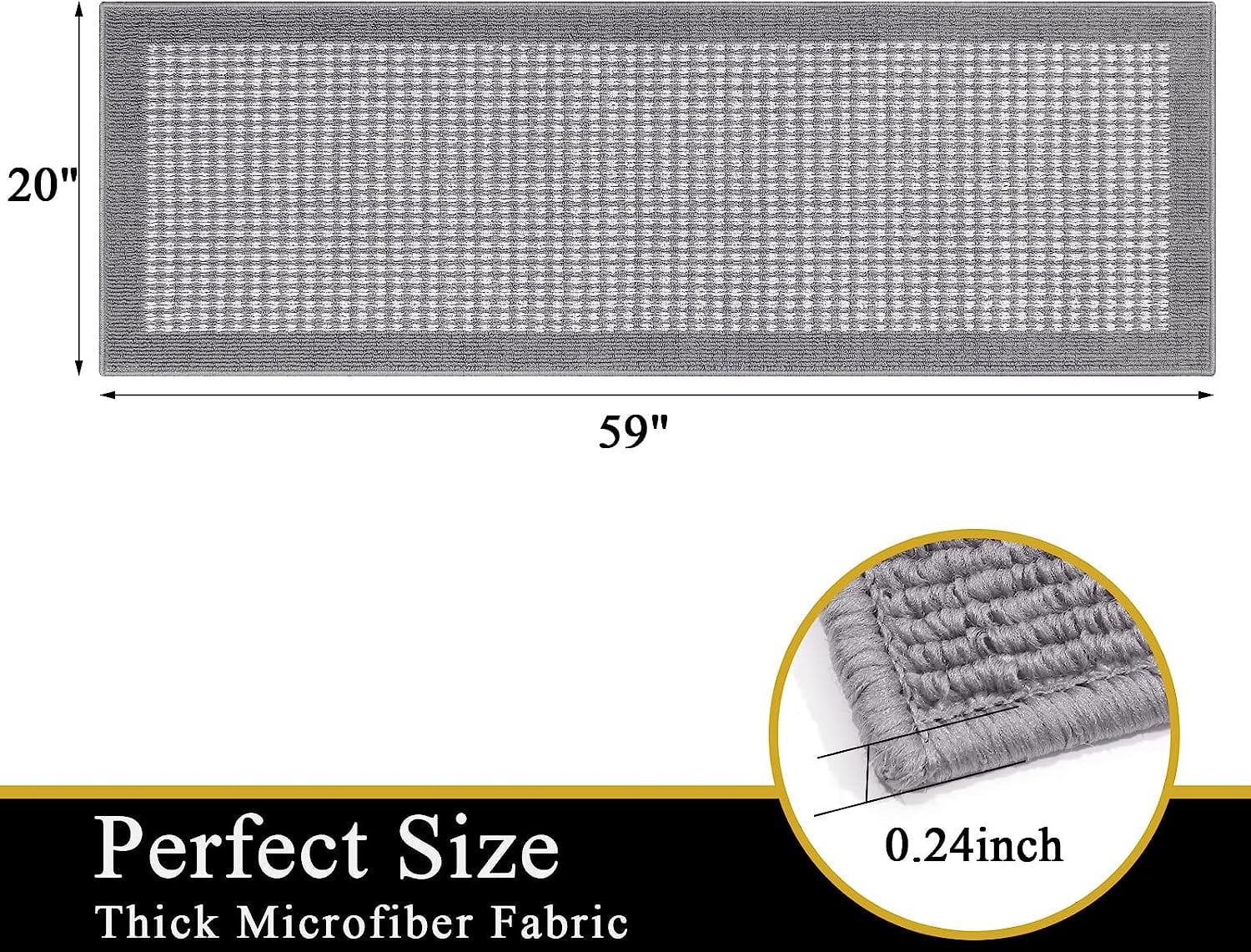 Findosom 20"x59" Hallway Runner Rug Non Slip Entryway Mat with Rubber Backing Machine Washable Laundry Runner Rug Long Indoor Doormat Entrance Floor Mat Runner for Garage Kitchen Laundry Gray
