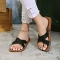 thumbnail image 6 of Xfvqtps Flat Sandals for Women Slide Cross Straps Open Square Toe Leather Retro Non Slip Breathable Beach Summer Slide Sandals Black, 6 of 9