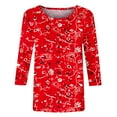 thumbnail image 4 of Sakmal 3/4 Sleeve Womens Tops&nbsp; Under $5 Red Floral Crew Neck T-Shirts Womens Shirts, 4 of 5