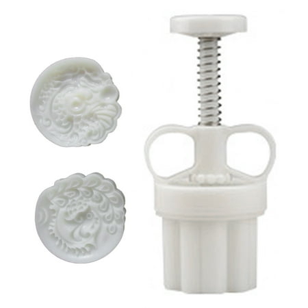 

Plastic Mooncake Mold 75g Cookie Cutter with 2 Stamps Hand Press Green Bean Pastry Mould DIY Bakeware Mid-autumn Festival