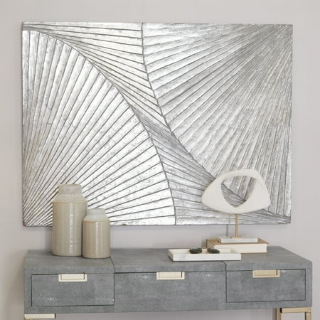 DecMode Silver Wood Carved Radial Geometric Wall Decor