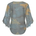 thumbnail image 6 of Abstract Star Pattern Design Women's V-Neck Blouse With 3/4 Ruffled Bell Sleeves Casual Top Ladies Blouses, 6 of 7