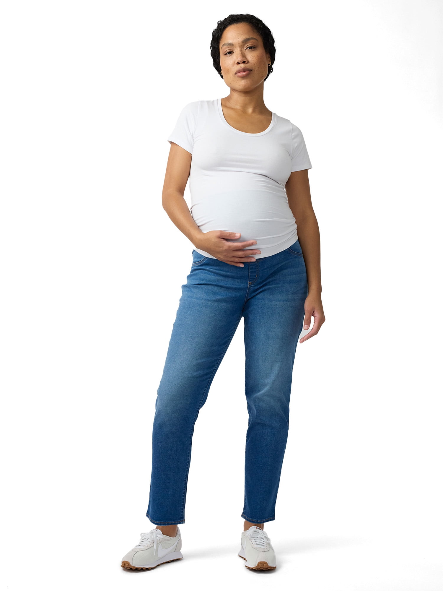 Ingrid & Isabel For Every Belly Women's Maternity Over The Belly Straight Denim Jean, Sizes S-XXL