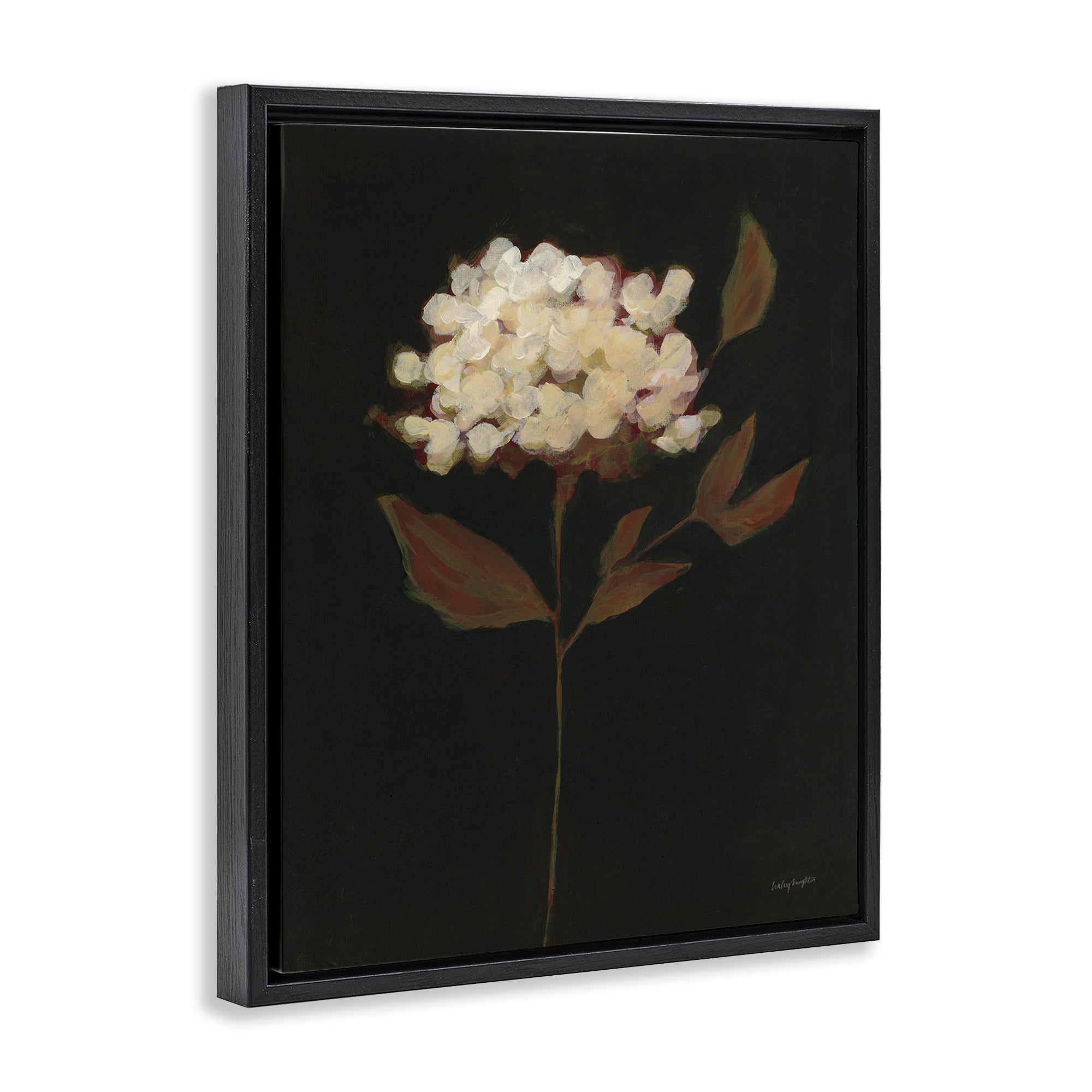 Stupell Industries Dark Fall Flower Botanical & Floral Painting Black Floater Framed Art Print Wall Art, 17 x 21