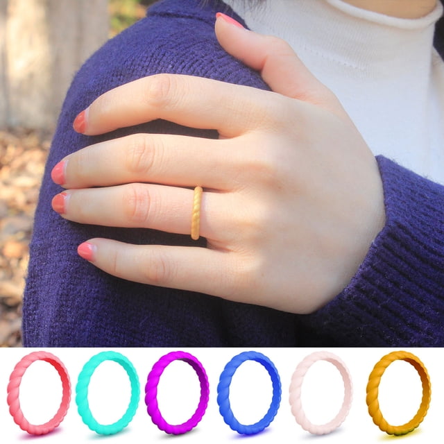 Fiudx Anillos de Moda Tejidos, Elegante Alianza Multicolor, Anillo de Repuesto Flexible y Duradero, Suave y Cómodo para Estilos de Vida Activos, Regalo Perfecto para Mujeres, Accesorio para El Día a