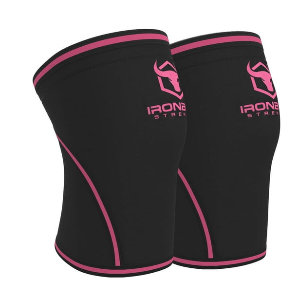 Rodilleras de 7 mm (1 par) - Rodilleras de alto rendimiento para levantamiento de pesas, cross training y powerlifting - Las mejores rodilleras y correas de compresión - Para hombres y mujeres (Negro/