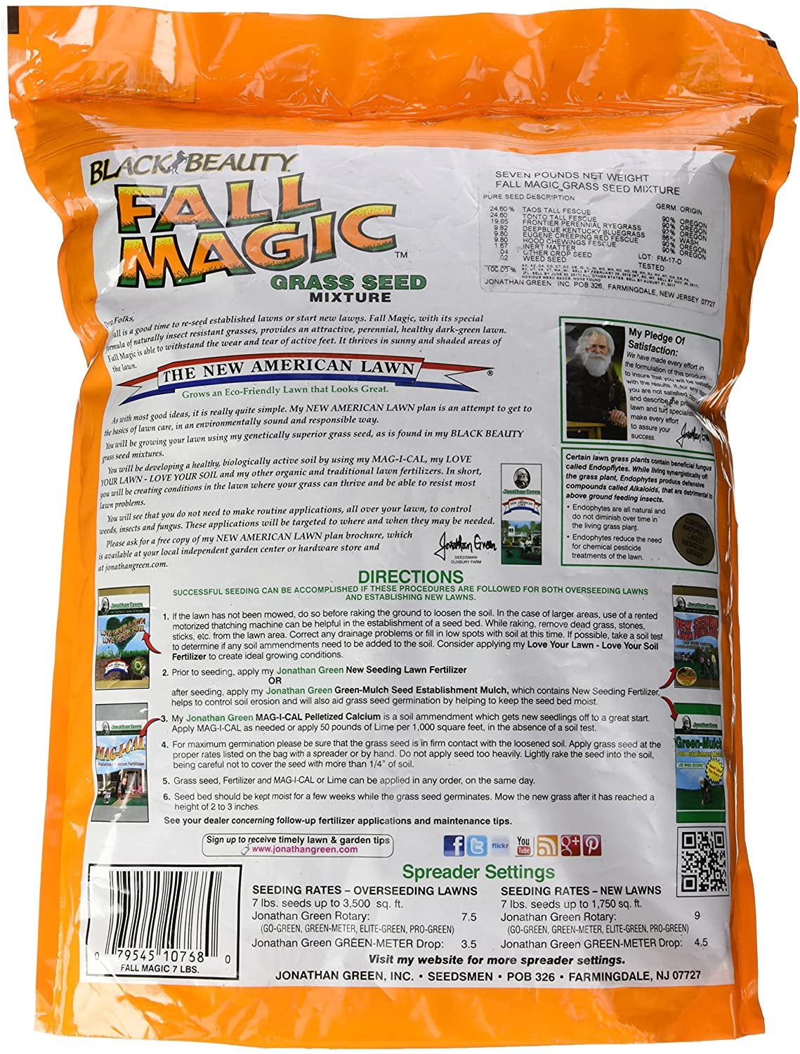 Jonathan Green Turf 10768 7 lb Fall Magic Seed for Green Lawn