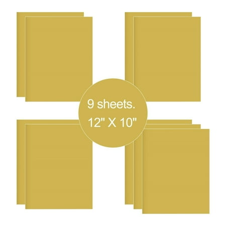 9 Sheets Gold 12" x 10" Pre Cut HTV Iron On Heat Transfer Vinyl Paper for T-Shirts Cricut Silhouette