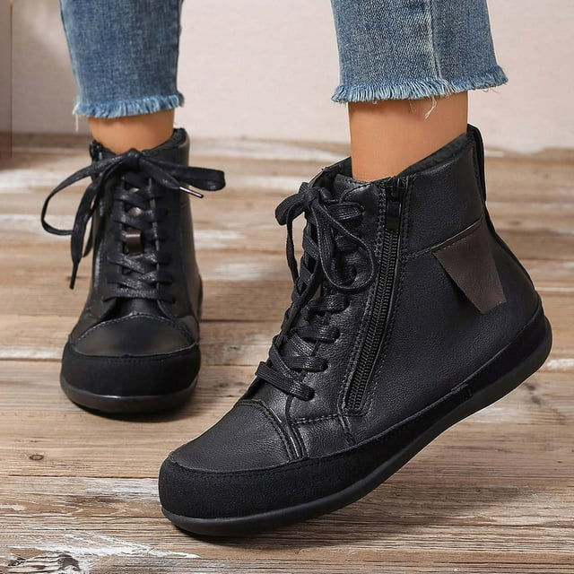 Styesk Boot Bottes pour Femmes Talon Plat pour Femmes Ankle Boot Chaussures Décontractées Confortables Bottes de Travail pour Femmes